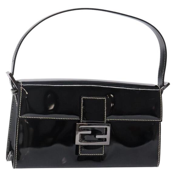 FENDI Mamma Baguette Shoulder Bag Enamel Black - Picture 1 of 13